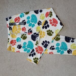 NWT Multicolor paw print leggings, Leggings Depot